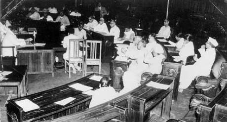 21 एप्रिल 1950 रोजी हिंदू कोड बिलावरील परिषदेचे दिल्लीत उद्घाटन करताना बाबासाहेब आंबेडकर.