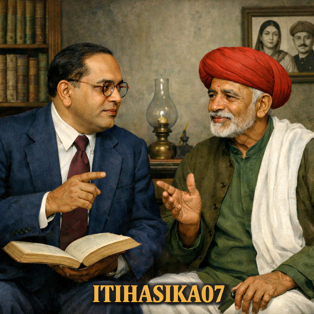 डॉ. बाबासाहेब आंबेडकर आणि महात्मा फुले – AI generated illustration