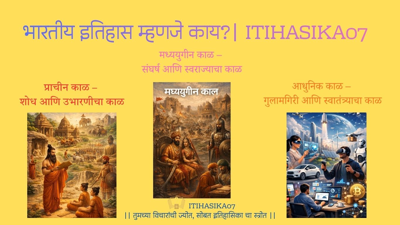 भारतीय इतिहासाचे कालखंड, स्रोत आणि महत्त्व दर्शवणारे माहितीपूर्ण चित्र