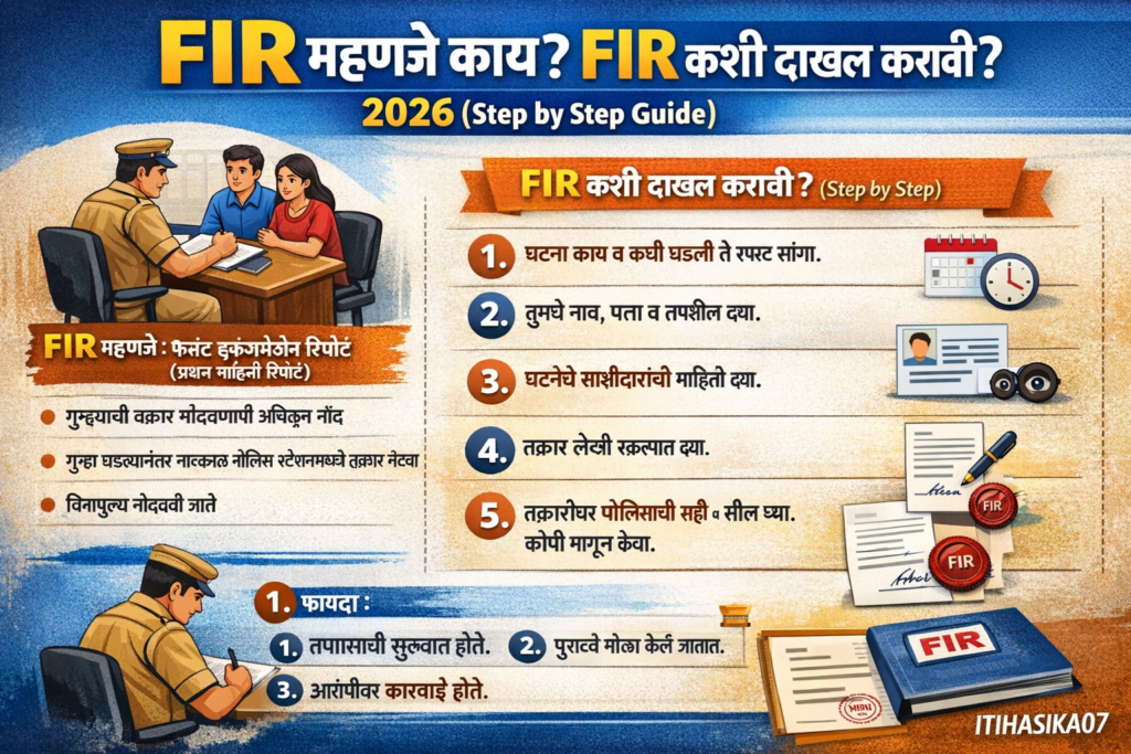 FIR म्हणजे काय याबद्दल माहिती देणारे चित्र – Indian Police Law Guide
(AI-generated image for illustration purpose)
