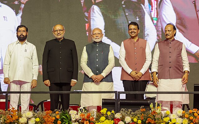 PM attends the Swearing-in Ceremony of the Maharashtra Government at Mumbai, in Maharashtra on December 05, 2024.
