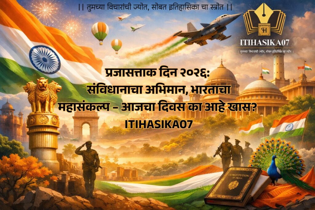 भारतीय राष्ट्रध्वज आणि प्रजासत्ताक दिन २०२६ थीम आधारित चित्र– AI generated illustration