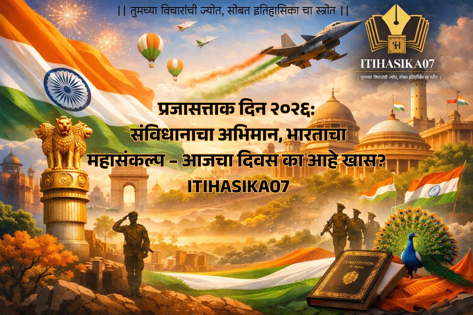 प्रजासत्ताक दिन २०२६ कर्तव्य पथ परेड आणि भारतीय संविधानाचा अभिमान दर्शवणारी प्रतिमा