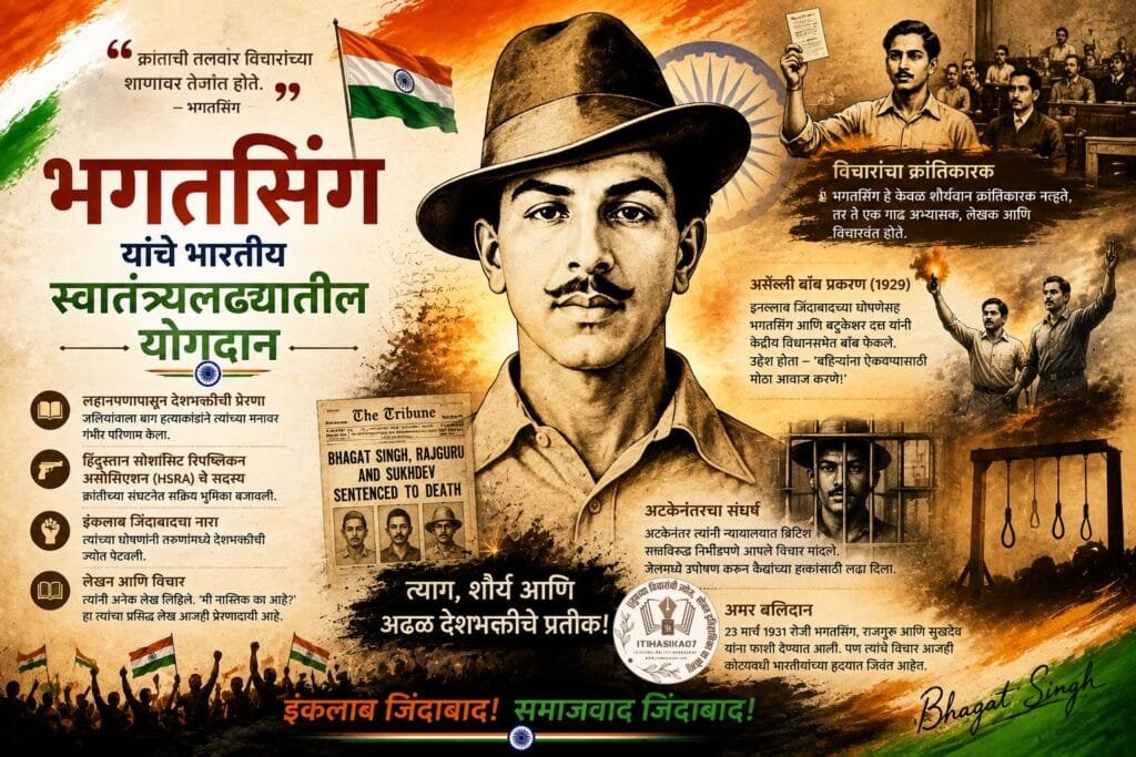 भगतसिंग यांचे भारतीय स्वातंत्र्यलढ्यातील योगदान – AI generated illustration