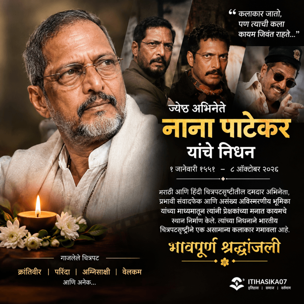Nana Patekar Death News 2026 – नाना पाटेकर यांच्या निधनानंतर भावपूर्ण श्रद्धांजली | ITIHASIKA07-AI generated illustration