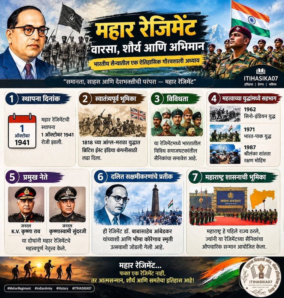 महार रेजिमेंट दिन १ ऑक्टोबर – भारतीय सैन्यातील महार रेजिमेंटचा गौरवशाली इतिहास, शौर्य आणि राष्ट्रसेवेचा वारसा – AI generated illustration